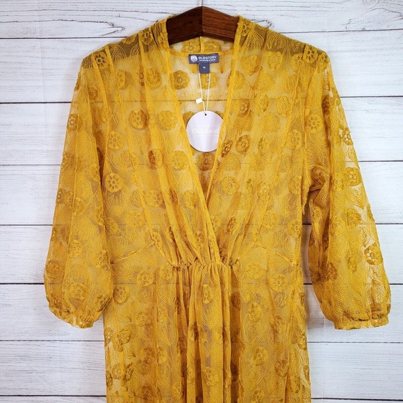 Elestory Enchanted Lace Embroidered Floral Maxi See Through Dress Size XL NWT - Picture 2 of 9